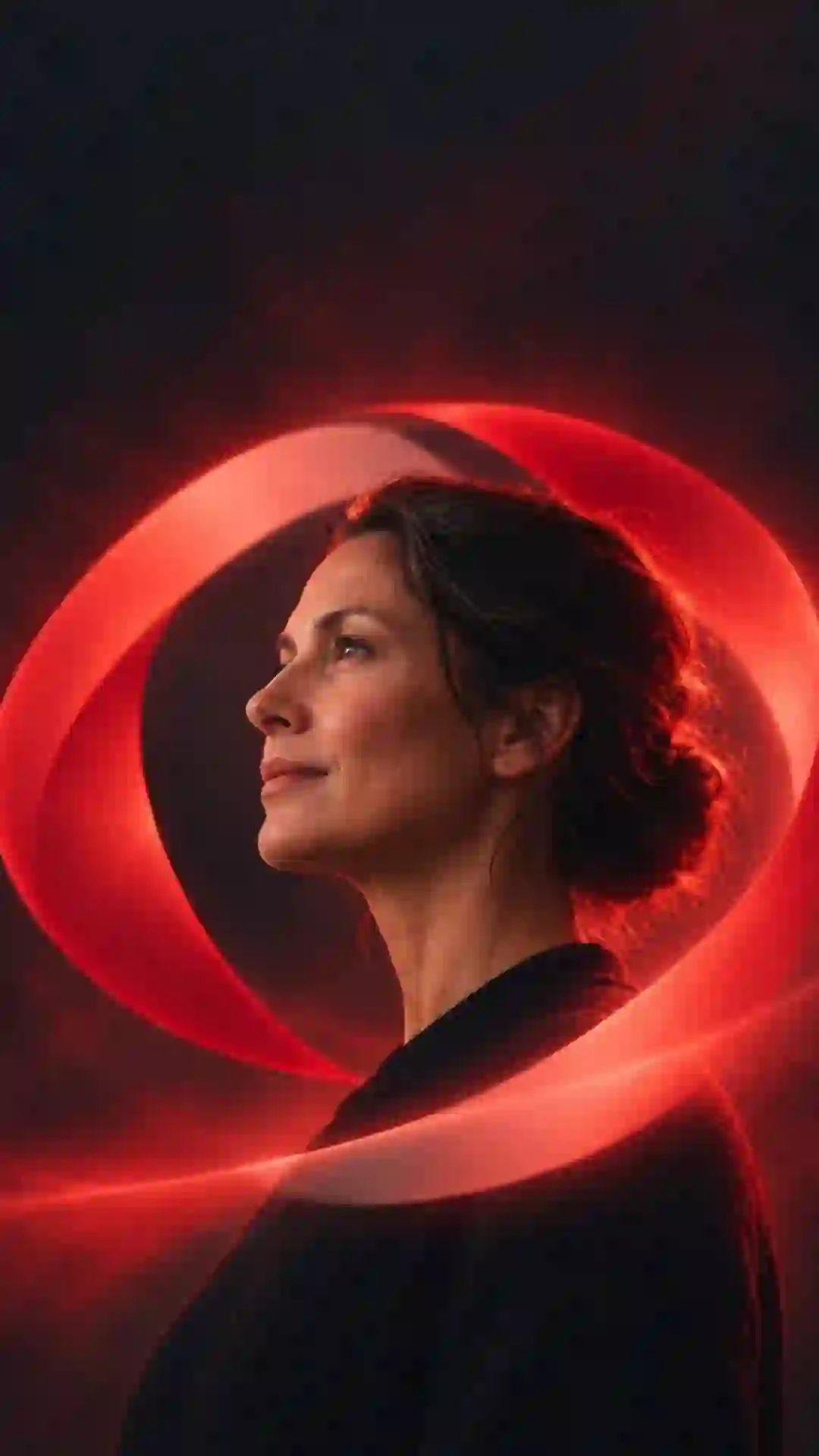 A woman in warm light looking off into the distance